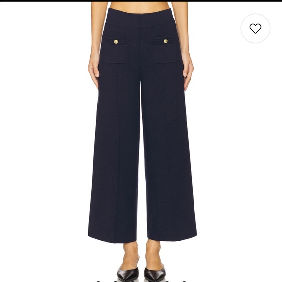 L'AGENCE Pants - L'AGENCE Navy Wide-Leg Pants Madrid